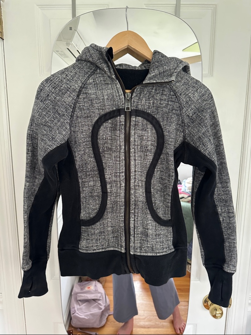 lululemon athletica Gray and Black Full-Zip Hooded Bomber Jacket